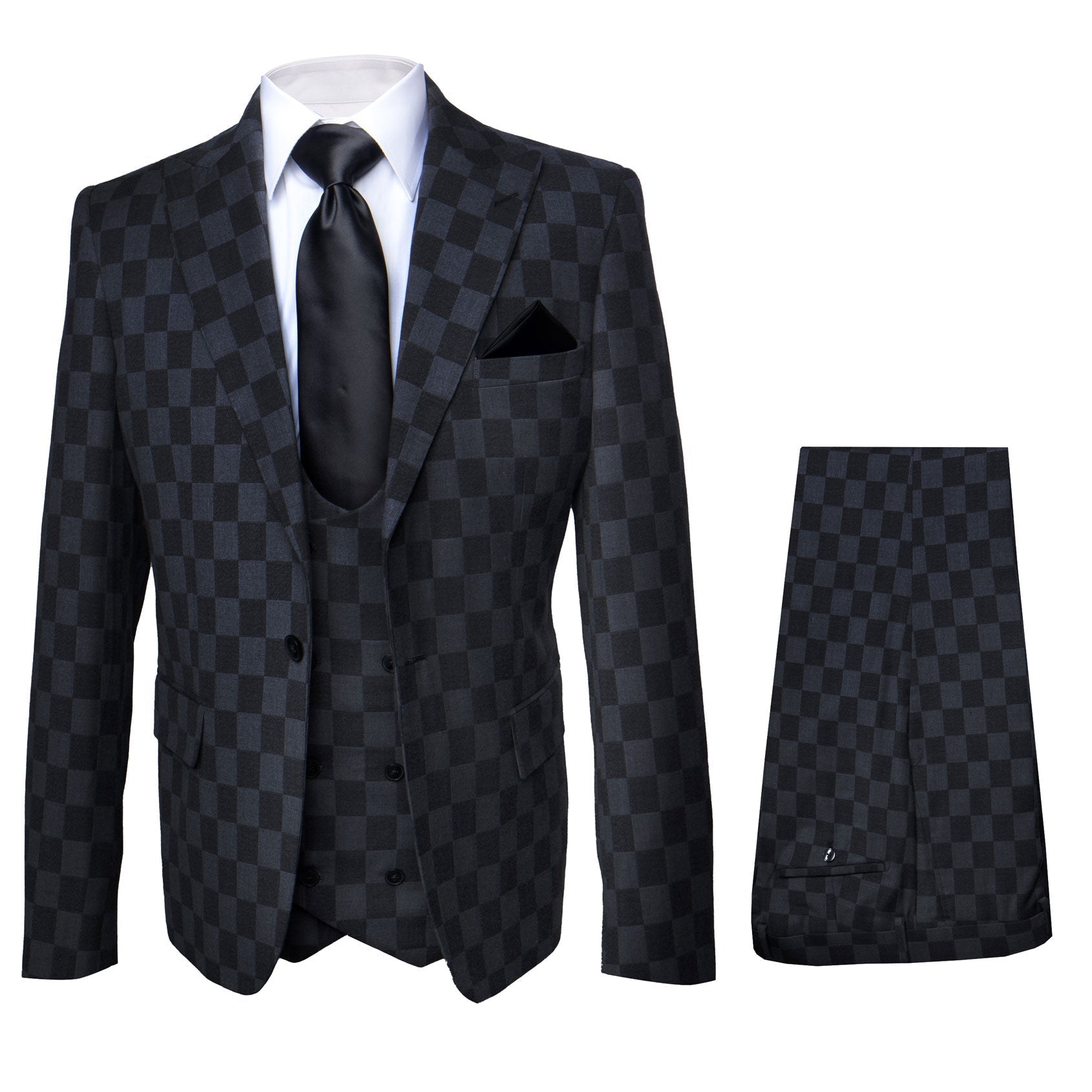 Rossi Man MAX RM1837 Black Slim Fit 3-Piece Suit - Men’s Formalwear by USA Men's Outlet