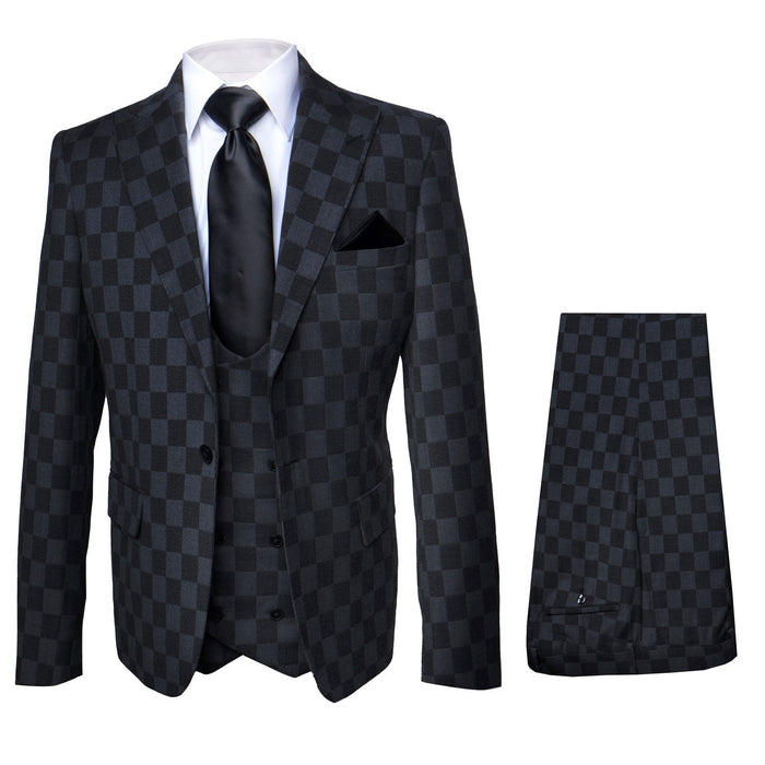Rossi Man MAX RM1837 Black Slim Fit 3-Piece Suit - Men’s Formalwear by USA Men's Outlet