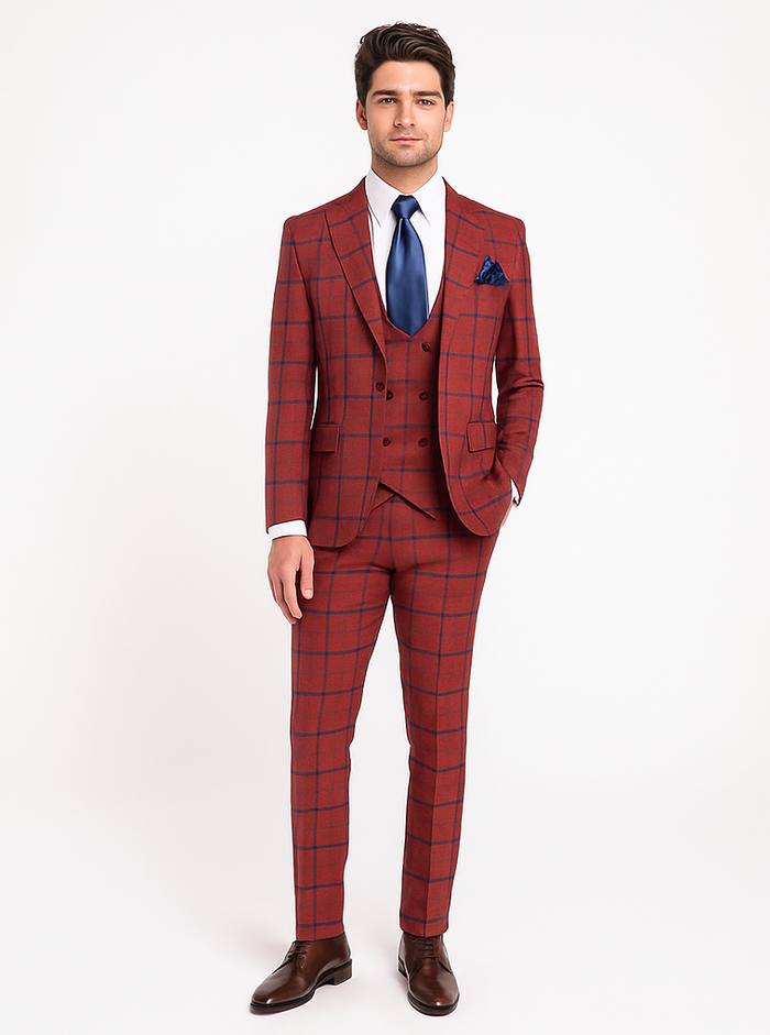 Rossi Man Max RM1842 - Slim Fit 3-Piece Formal Suit for Men - Modern Tailored Elegance Design by USA Men's Outlet