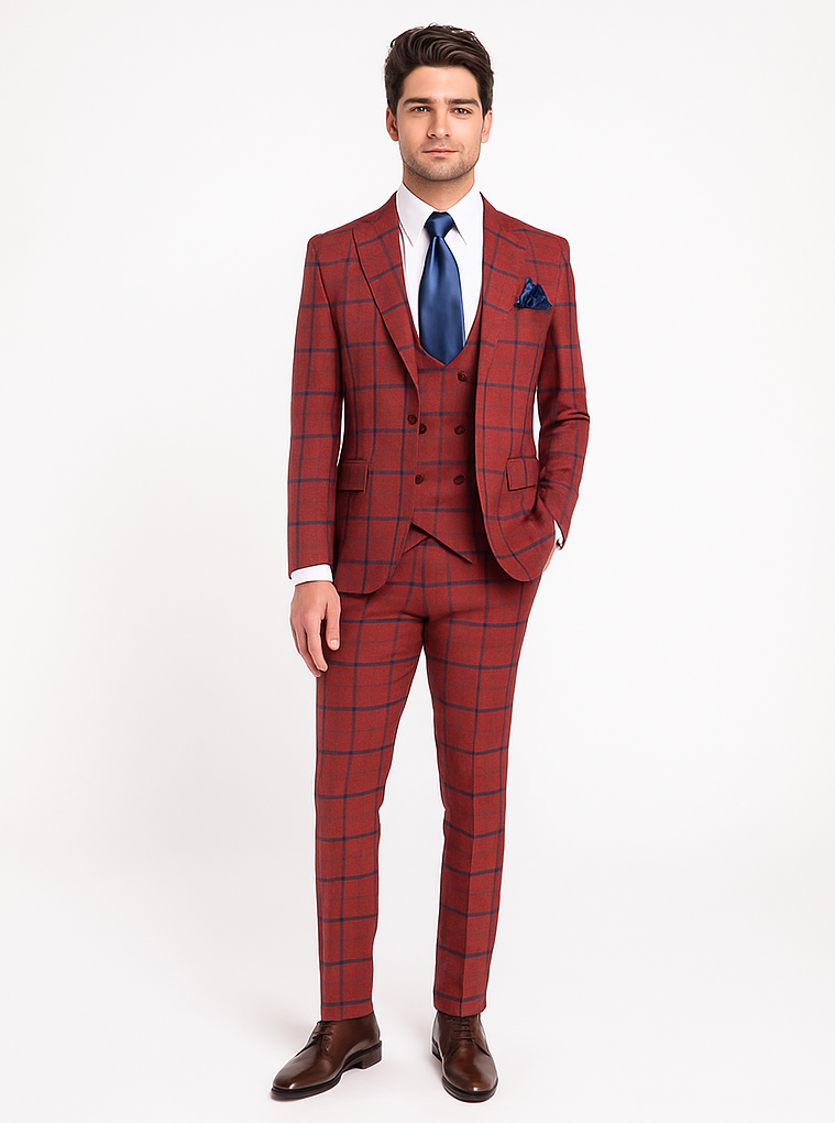 Rossi Man Max RM1842 - Slim Fit 3-Piece Formal Suit for Men - Modern Tailored Elegance Design by USA Men's Outlet
