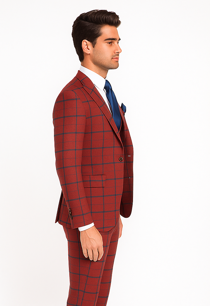 Rossi Man Max RM1842 - Slim Fit 3-Piece Formal Suit for Men - Modern Tailored Elegance Design by USA Men's Outlet