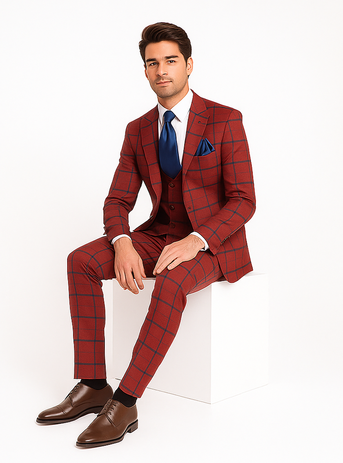 Rossi Man Max RM1842 - Slim Fit 3-Piece Formal Suit for Men - Modern Tailored Elegance Design by USA Men's Outlet
