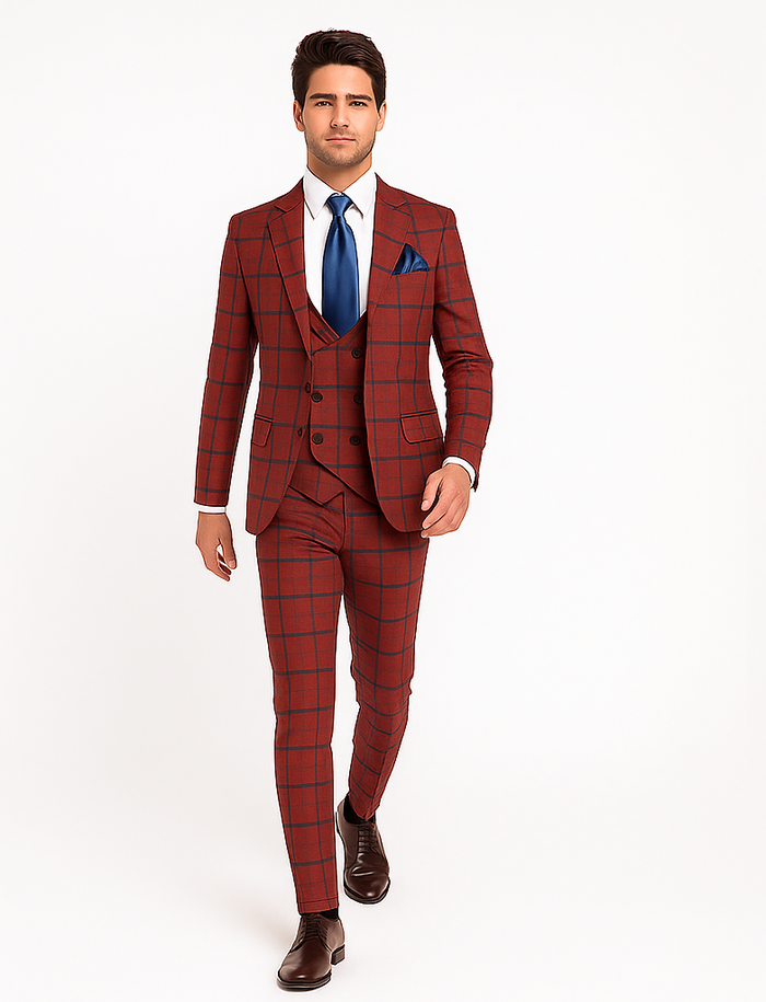 Rossi Man Max RM1842 - Slim Fit 3-Piece Formal Suit for Men - Modern Tailored Elegance Design by USA Men's Outlet