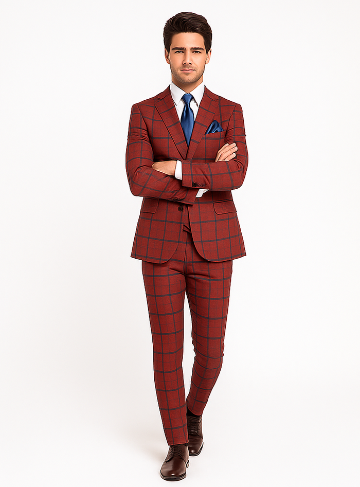 Rossi Man Max RM1842 - Slim Fit 3-Piece Formal Suit for Men - Modern Tailored Elegance Design by USA Men's Outlet