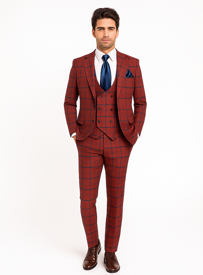Rossi Man Max RM1842 - Slim Fit 3-Piece Formal Suit for Men - Modern Tailored Elegance Design by USA Men's Outlet