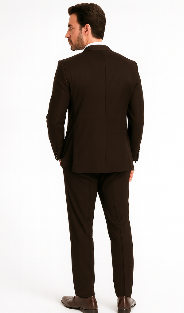 Rossi Man MAX Slim Fit 3-Piece Chocolate Brown Suit - Modern Men’s Formal Set by USA Men's Outlet