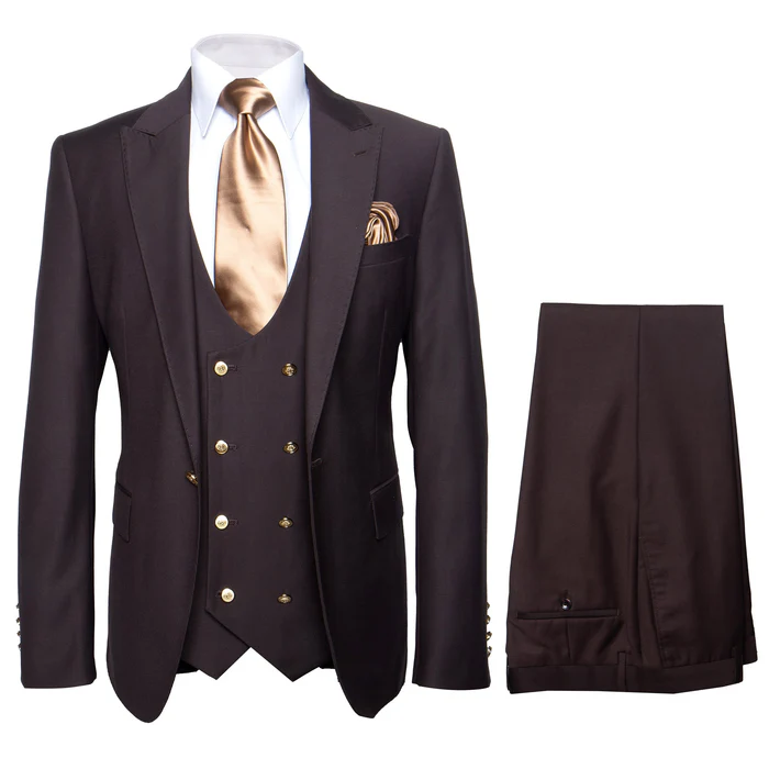 Rossi Man MAX Slim Fit 3-Piece Chocolate Brown Suit - Modern Men’s Formal Set by USA Men's Outlet