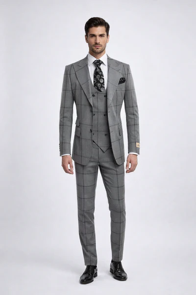 Rossi Man Men’s Dress Suit - Classic Rossiman Formalwear for Timeless Style - Italian Tailored Slim Fit Suit | USA Men's Outlet