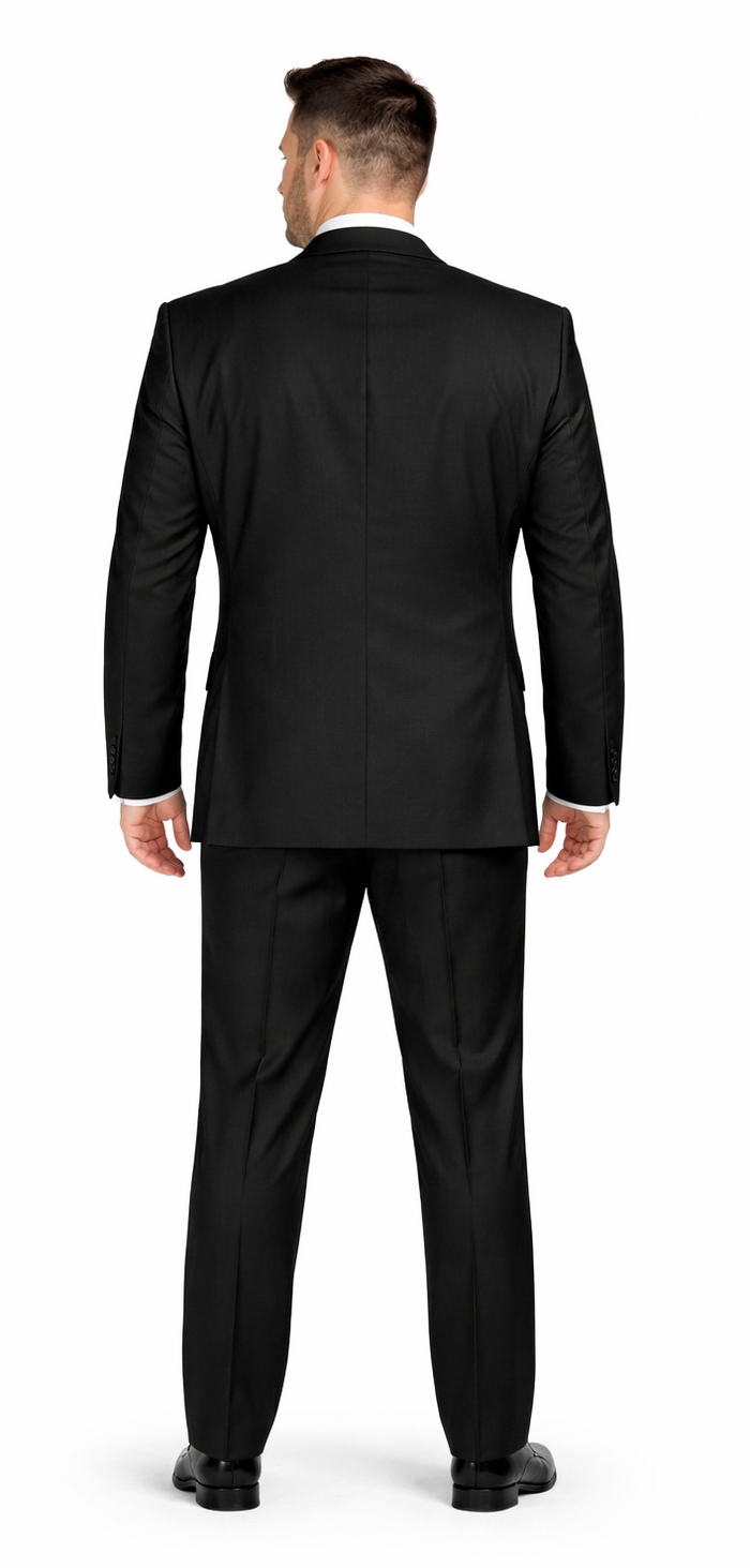 Rossiman Men’s Formal Black Slim Fit Suit - 3-Piece with Stylish Vest & Trousers - Italian Tailored Elegance by USA Men's Outlet