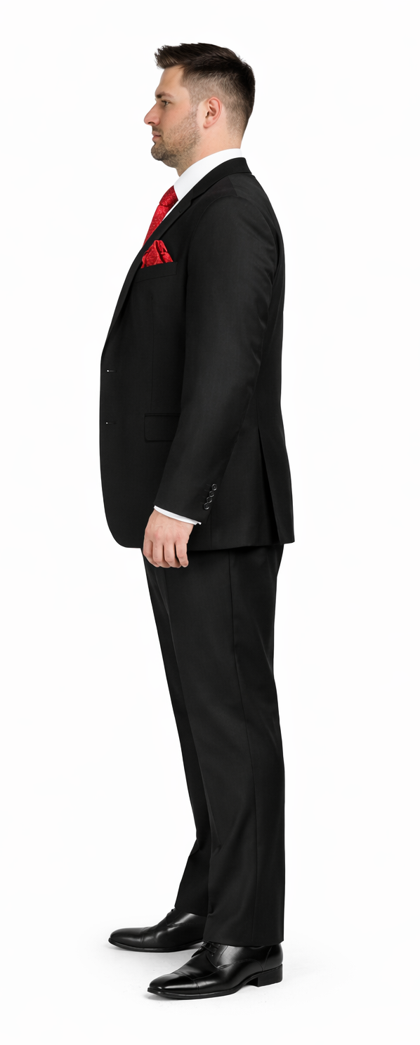 Rossiman Men’s Formal Black Slim Fit Suit - 3-Piece with Stylish Vest & Trousers - Italian Tailored Elegance by USA Men's Outlet