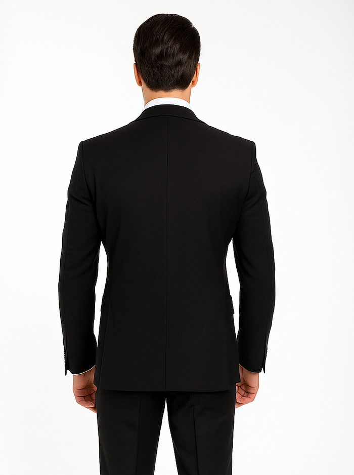 Rossi Man Men’s Slim Fit Black Suit - Double-Breasted Vest - Elegant Italian Formalwear for Men USA Men's Outlet
