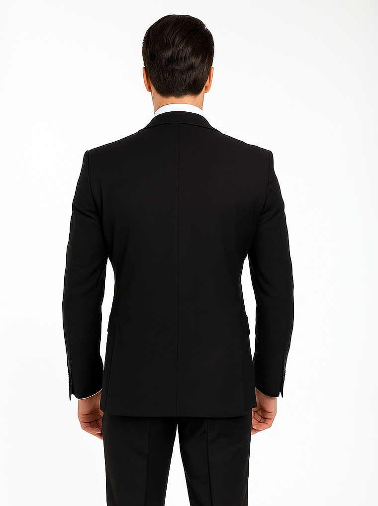 Rossi Man Men’s Slim Fit Black Suit - Double-Breasted Vest - Elegant Italian Formalwear for Men USA Men's Outlet