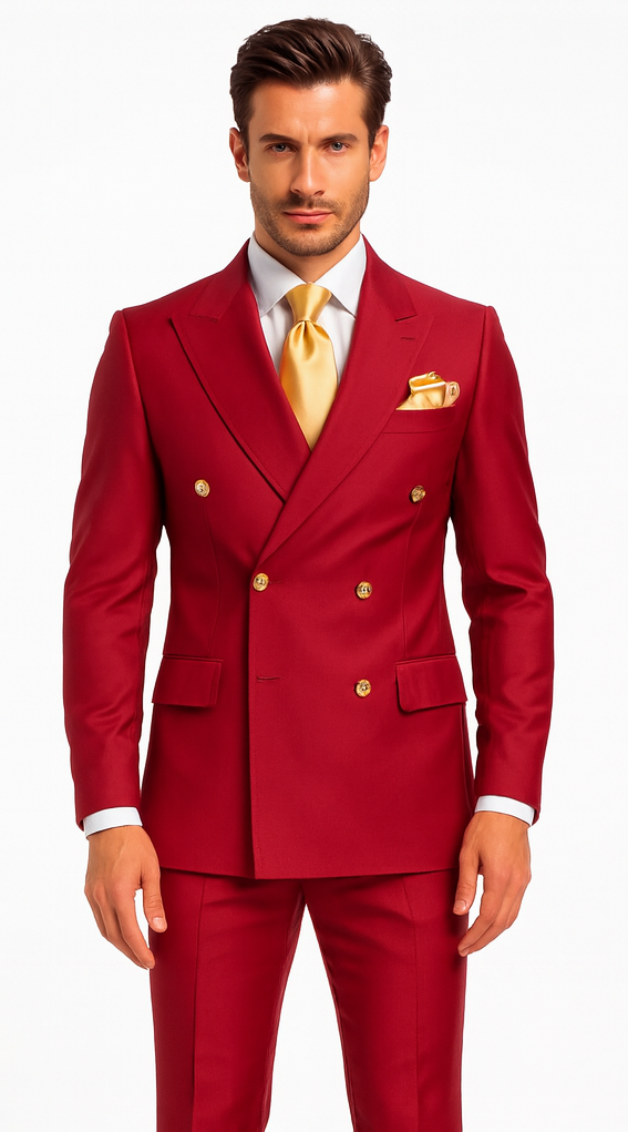 Rossi Man MILANO RM1191 Men’s Slim Fit 3-Piece Red Suit - Stylish Modern Formalwear for Events USA Men's Outlet