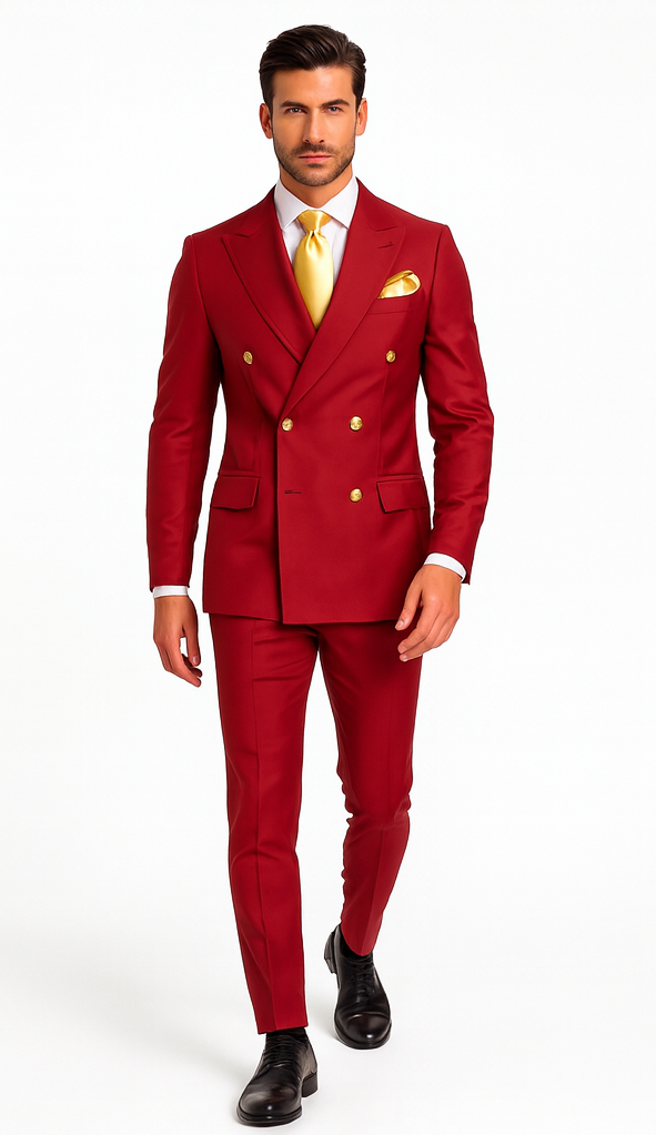 Rossi Man MILANO RM1191 Men’s Slim Fit 3-Piece Red Suit - Stylish Modern Formalwear for Events USA Men's Outlet