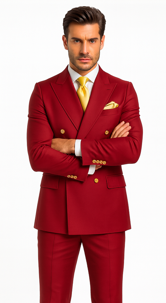 Rossi Man MILANO RM1191 Men’s Slim Fit 3-Piece Red Suit - Stylish Modern Formalwear for Events USA Men's Outlet