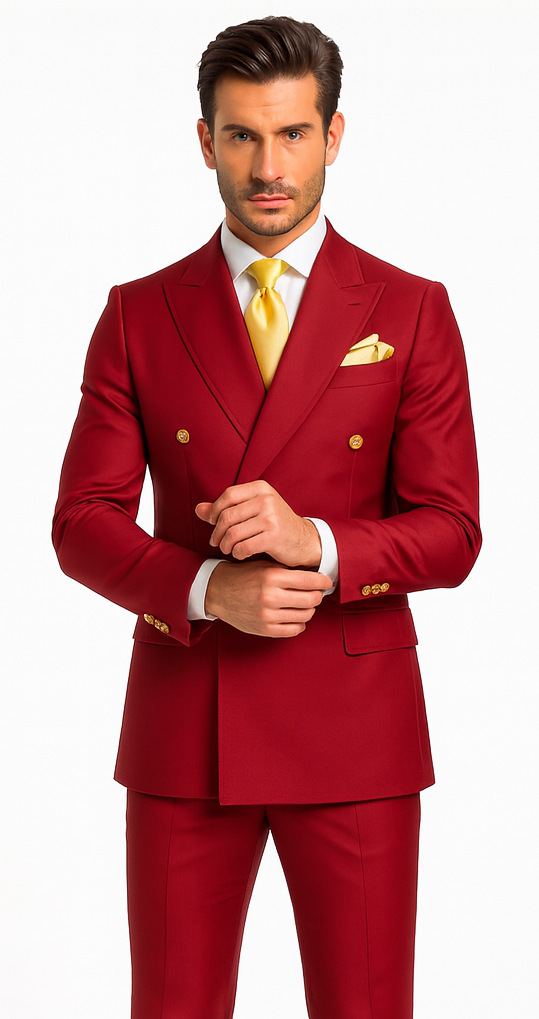 Rossi Man MILANO RM1191 Men’s Slim Fit 3-Piece Red Suit - Stylish Modern Formalwear for Events USA Men's Outlet