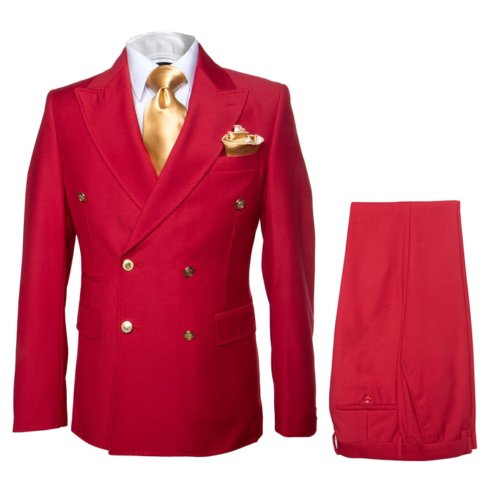Rossi Man MILANO RM1191 Men’s Slim Fit 3-Piece Red Suit - Stylish Modern Formalwear for Events USA Men's Outlet