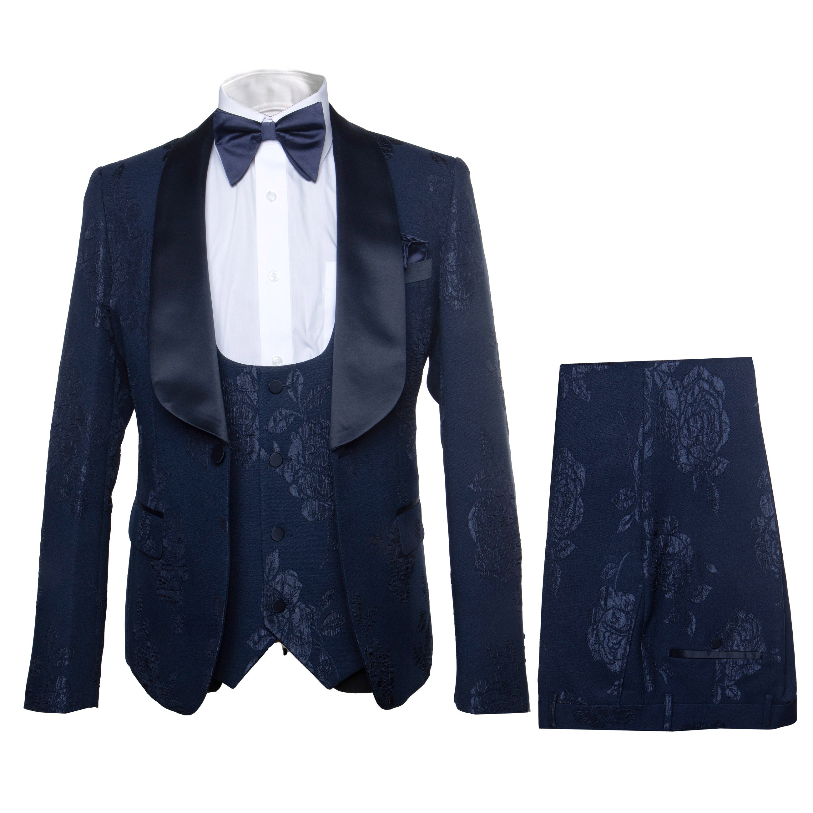 Rossi Man RM1252 - Men’s 3-Piece Smoking Style Tuxedo - Elegant Evening Formalwear by USA Men's Outlet