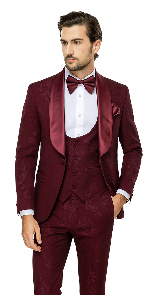 Rossi Man RM1253 - Formal 3-Piece Smoking Style Tuxedo for Men - Elegant Evening Wear by USA Men's Outlet