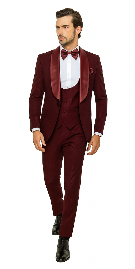 Rossi Man RM1253 - Formal 3-Piece Smoking Style Tuxedo for Men - Elegant Evening Wear by USA Men's Outlet