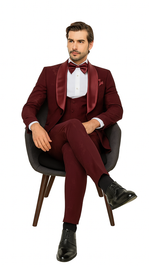 Rossi Man RM1253 - Formal 3-Piece Smoking Style Tuxedo for Men - Elegant Evening Wear by USA Men's Outlet
