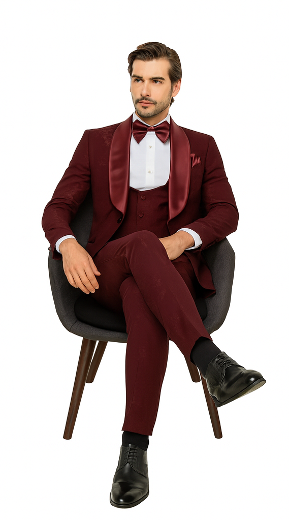 Rossi Man RM1253 - Formal 3-Piece Smoking Style Tuxedo for Men - Elegant Evening Wear by USA Men's Outlet