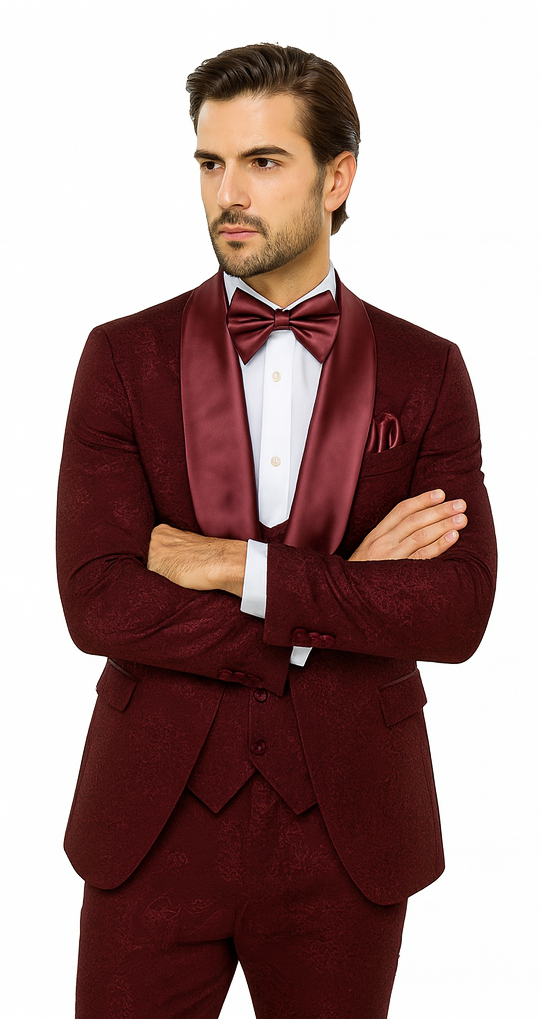 Rossi Man RM1253 - Formal 3-Piece Smoking Style Tuxedo for Men - Elegant Evening Wear by USA Men's Outlet