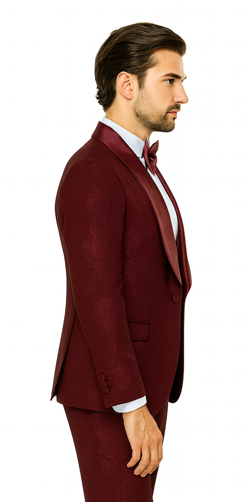 Rossi Man RM1253 - Formal 3-Piece Smoking Style Tuxedo for Men - Elegant Evening Wear by USA Men's Outlet
