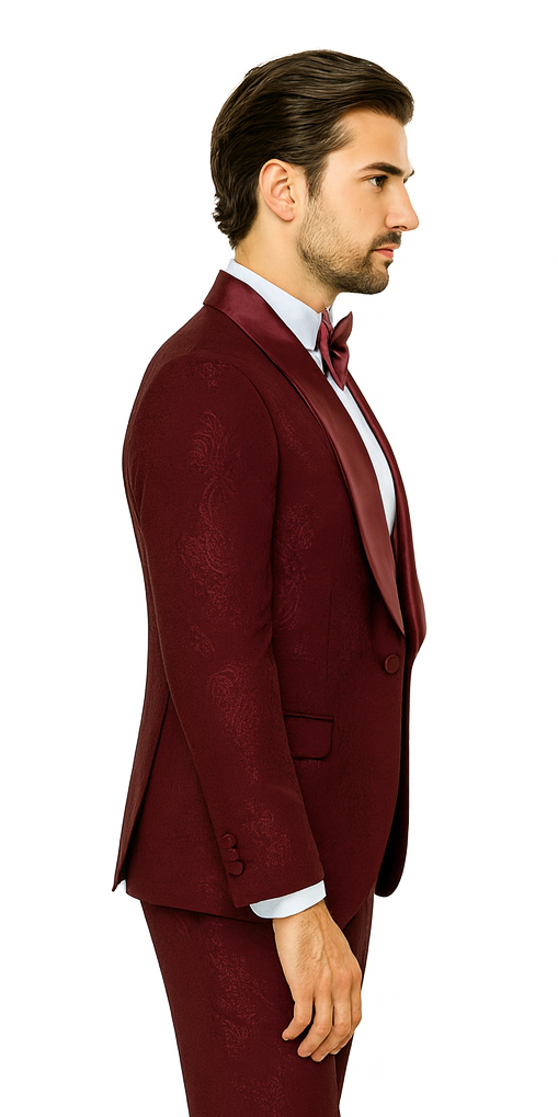 Rossi Man RM1253 - Formal 3-Piece Smoking Style Tuxedo for Men - Elegant Evening Wear by USA Men's Outlet
