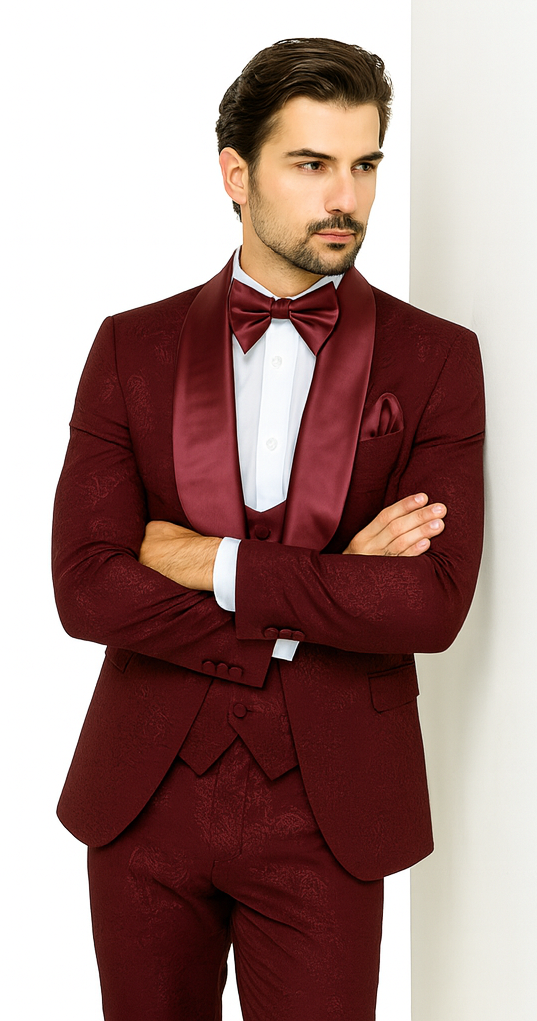 Rossi Man RM1253 - Formal 3-Piece Smoking Style Tuxedo for Men - Elegant Evening Wear by USA Men's Outlet