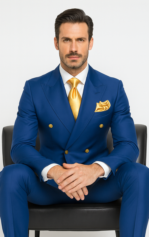 Rossi Man RM1375 - Milano Series Modern 3-Piece Suit for Men - Slim Fit Formalwear USA Men's Outlet