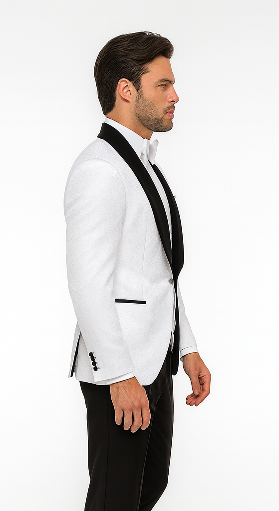 Rossi Man RM1444 - Slim Fit Smoking Style 3-Piece Tuxedo for Men - Modern Formal USA Men's Outlet