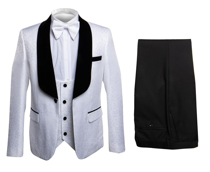 Rossi Man RM1444 - Slim Fit Smoking Style 3-Piece Tuxedo for Men - Modern Formal USA Men's Outlet