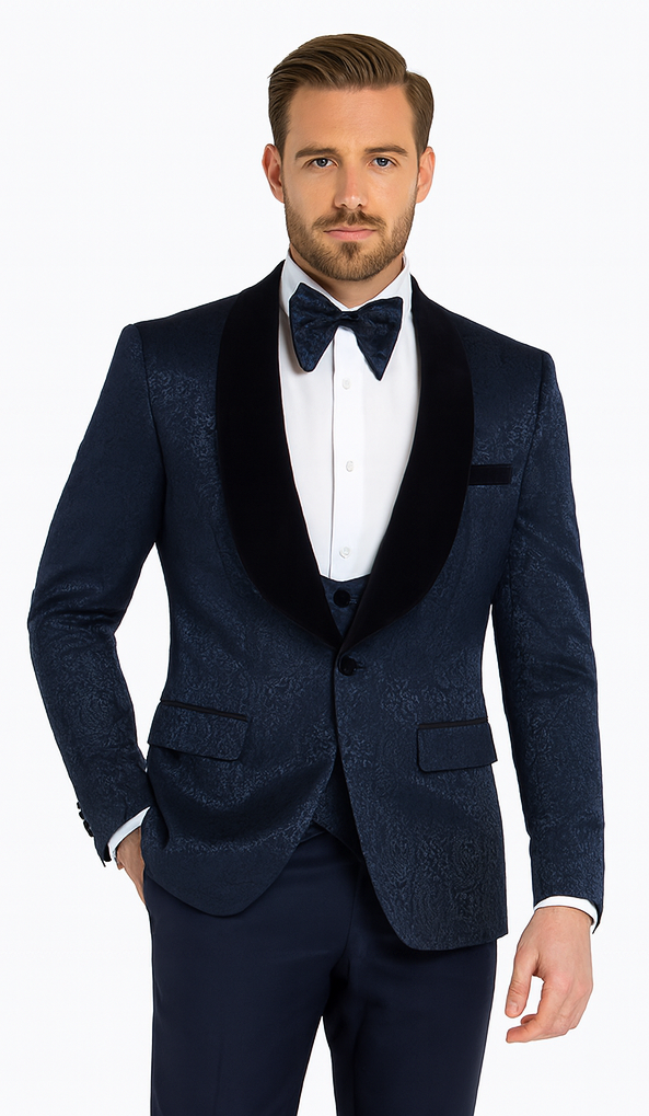 Rossi Man RM1445 - Classic Smoking Style 3-Piece Tuxedo for Men - Timeless Formal Elegance USA Men's Outlet