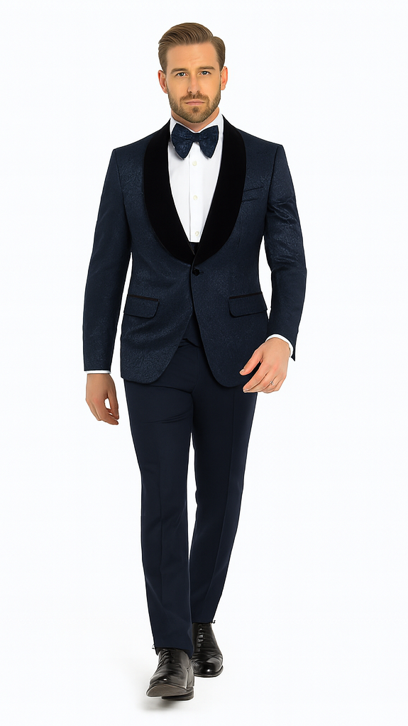 Rossi Man RM1445 - Classic Smoking Style 3-Piece Tuxedo for Men - Timeless Formal Elegance USA Men's Outlet