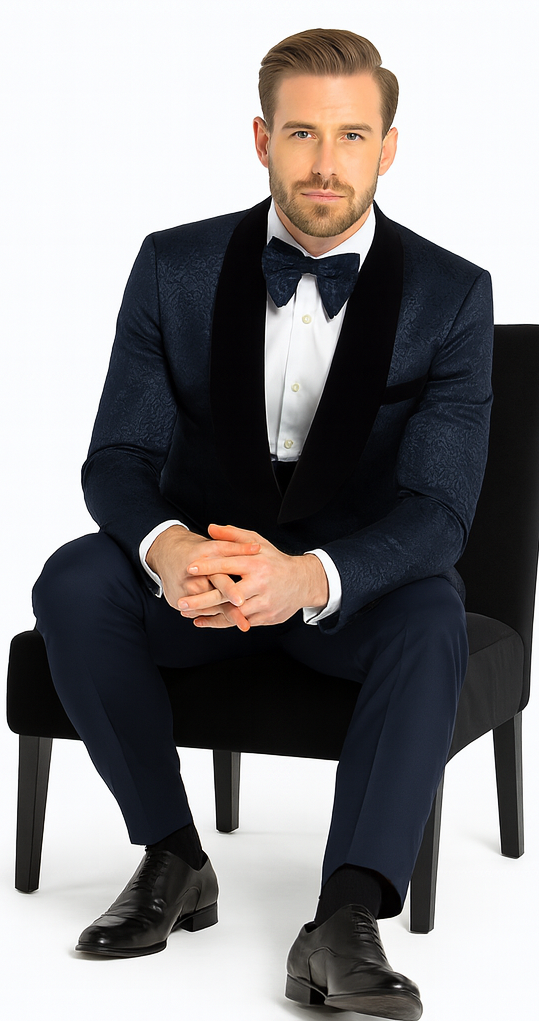 Rossi Man RM1445 - Classic Smoking Style 3-Piece Tuxedo for Men - Timeless Formal Elegance USA Men's Outlet