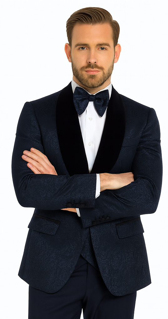 Rossi Man RM1445 - Classic Smoking Style 3-Piece Tuxedo for Men - Timeless Formal Elegance USA Men's Outlet