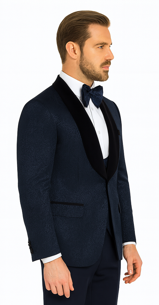 Rossi Man RM1445 - Classic Smoking Style 3-Piece Tuxedo for Men - Timeless Formal Elegance USA Men's Outlet