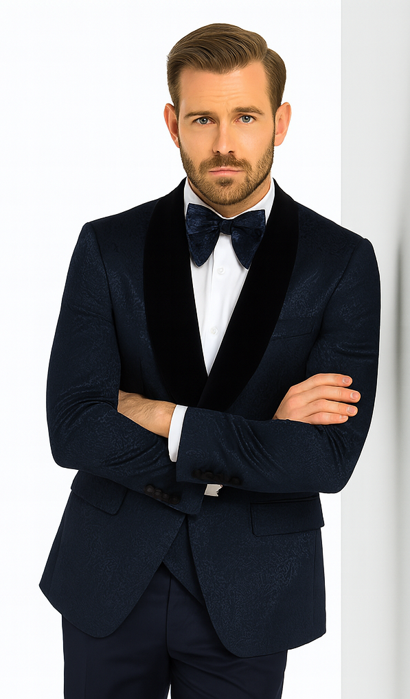 Rossi Man RM1445 - Classic Smoking Style 3-Piece Tuxedo for Men - Timeless Formal Elegance USA Men's Outlet