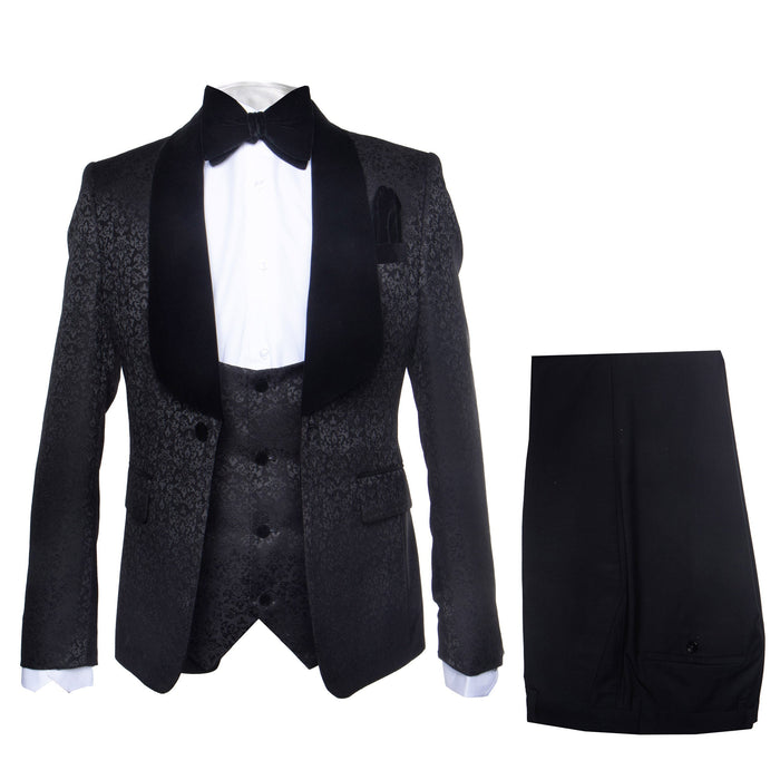Rossi Man RM1446 - Classic 3-Piece Smoking Style Tuxedo Suit for Men - Elegant Formalwear by USA Men's Outlet