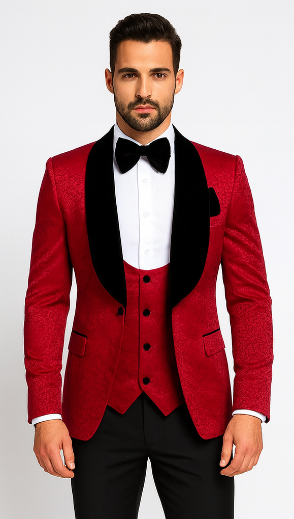 Rossi Man RM1448 - Elegant Smoking Style 3-Piece Tuxedo Set for Men - Modern Formalwear at USA Men's Outlet