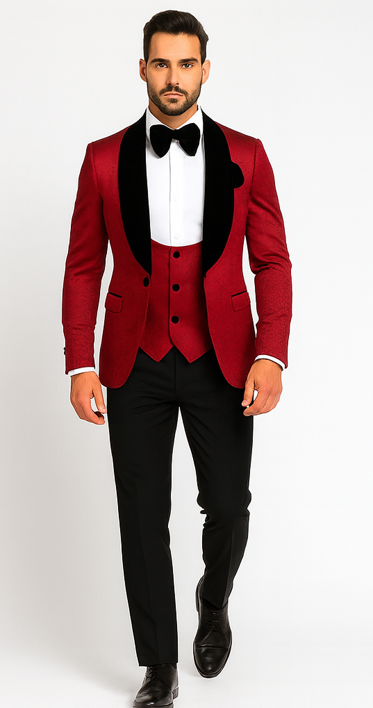 Rossi Man RM1448 - Elegant Smoking Style 3-Piece Tuxedo Set for Men - Modern Formalwear at USA Men's Outlet