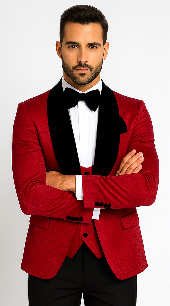 Rossi Man RM1448 - Elegant Smoking Style 3-Piece Tuxedo Set for Men - Modern Formalwear at USA Men's Outlet