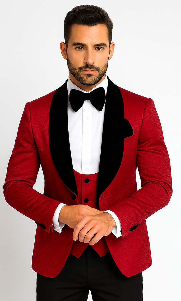 Rossi Man RM1448 - Elegant Smoking Style 3-Piece Tuxedo Set for Men - Modern Formalwear at USA Men's Outlet