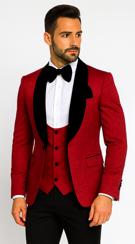 Rossi Man RM1448 - Elegant Smoking Style 3-Piece Tuxedo Set for Men - Modern Formalwear at USA Men's Outlet