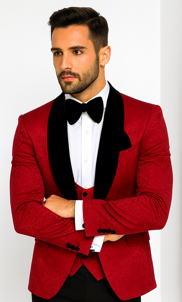 Rossi Man RM1448 - Elegant Smoking Style 3-Piece Tuxedo Set for Men - Modern Formalwear at USA Men's Outlet