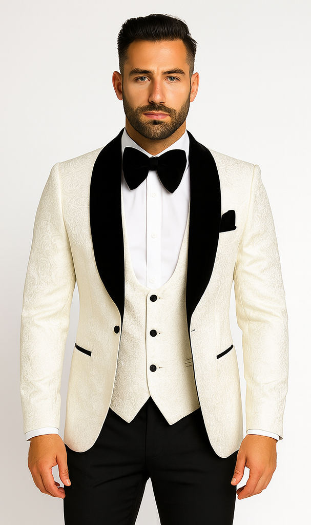 Rossi Man RM1449 - Formal 3-Piece Smoking Style Tuxedo for Men - Elegant Modern Evening Wear by USA Men's Outlet