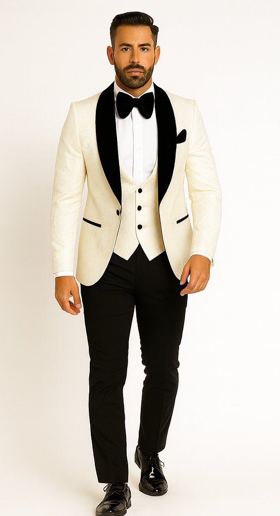 Rossi Man RM1449 - Formal 3-Piece Smoking Style Tuxedo for Men - Elegant Modern Evening Wear by USA Men's Outlet