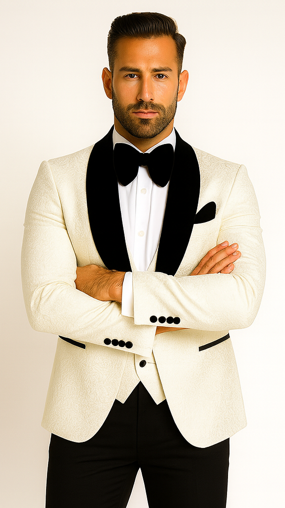 Rossi Man RM1449 - Formal 3-Piece Smoking Style Tuxedo for Men - Elegant Modern Evening Wear by USA Men's Outlet