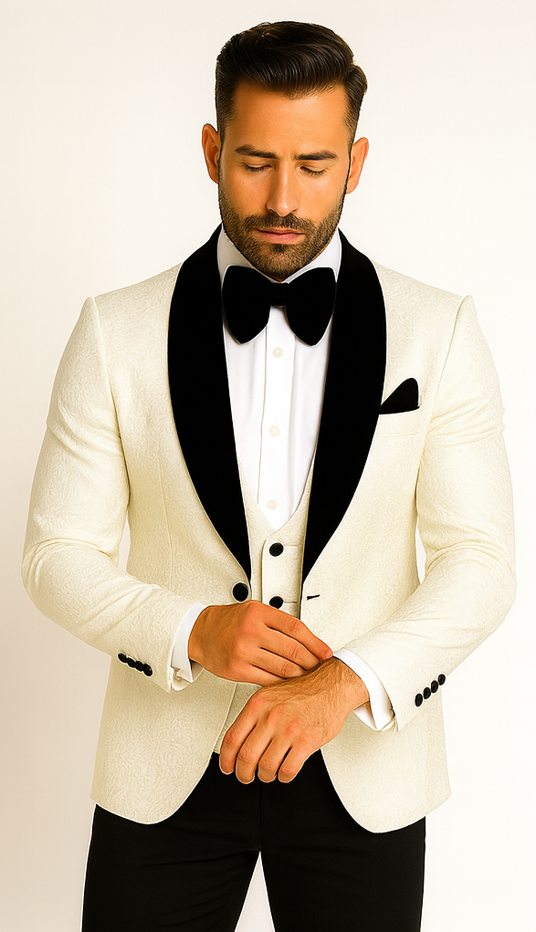 Rossi Man RM1449 - Formal 3-Piece Smoking Style Tuxedo for Men - Elegant Modern Evening Wear by USA Men's Outlet